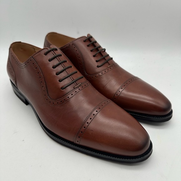 DAPPER SHOES CO. Handcrafted Genuine Leather Men's Cognac Oxford Leather Sz 8 - Picture 3 of 9